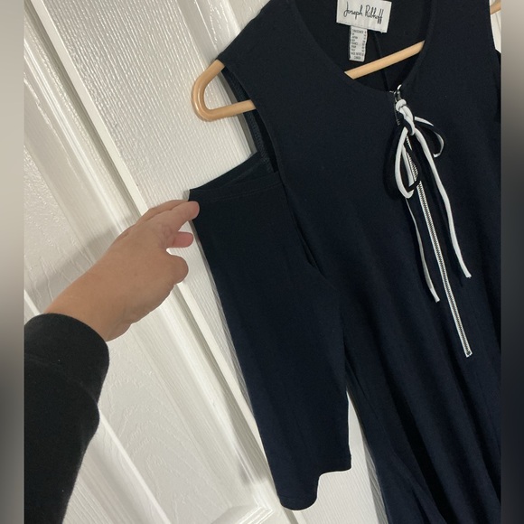 Joseph Ribkoff Navy Cold-Shoulder Dress - Picture 5 of 7